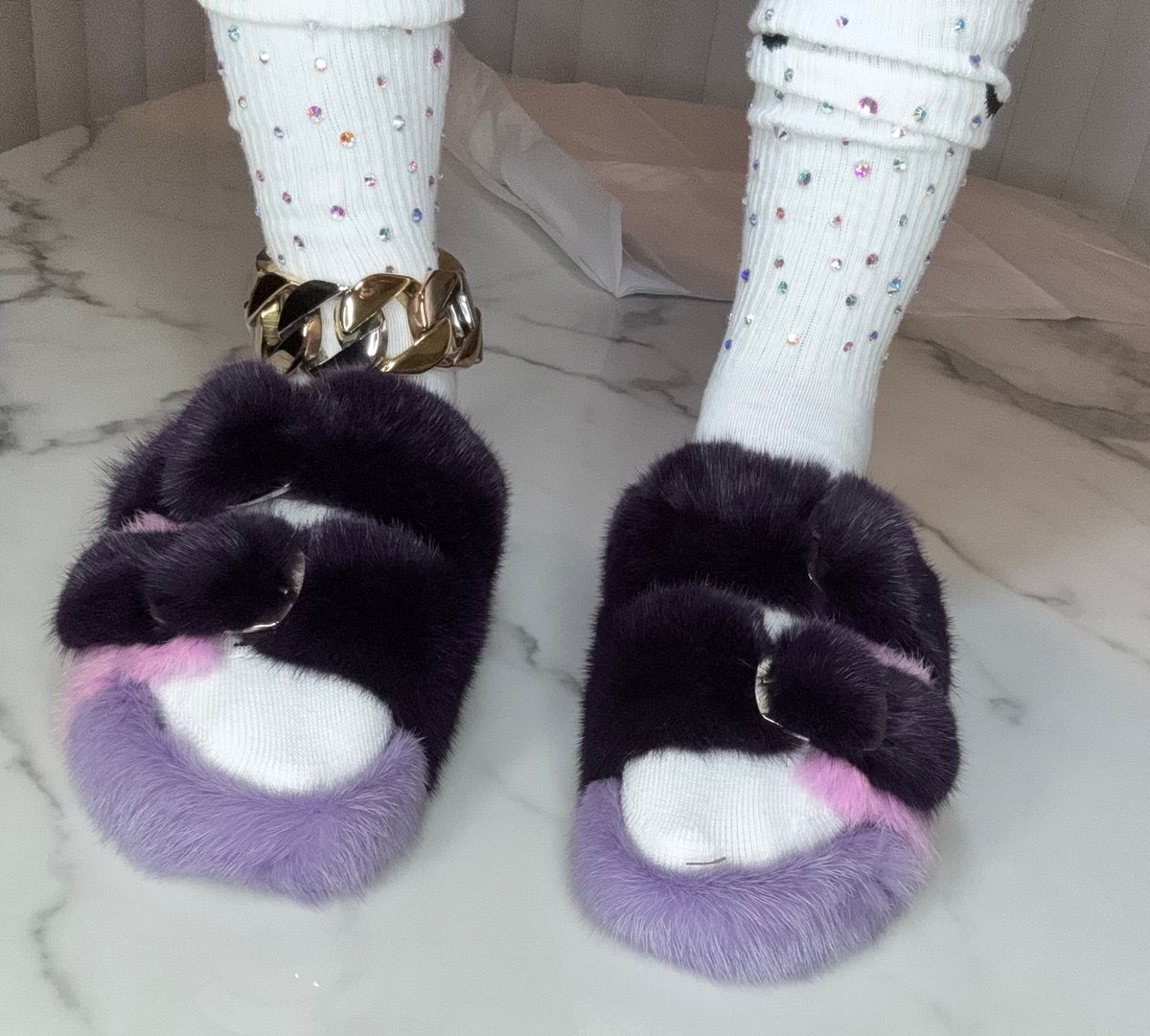 Oversized Mink OUTDOOR Slides